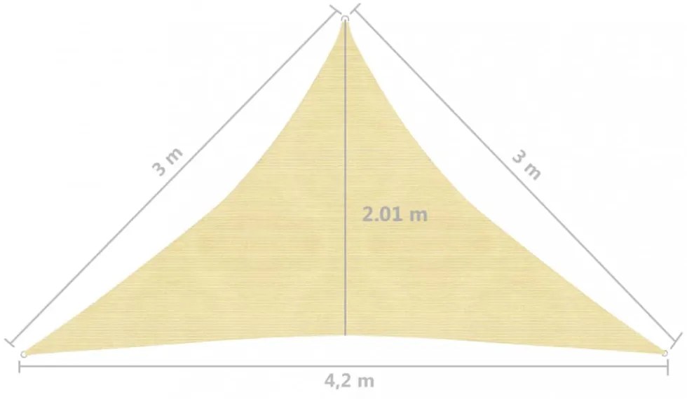 bézs HDPE napvitorla 160 g/m² 3 x 3 x 4,2 m