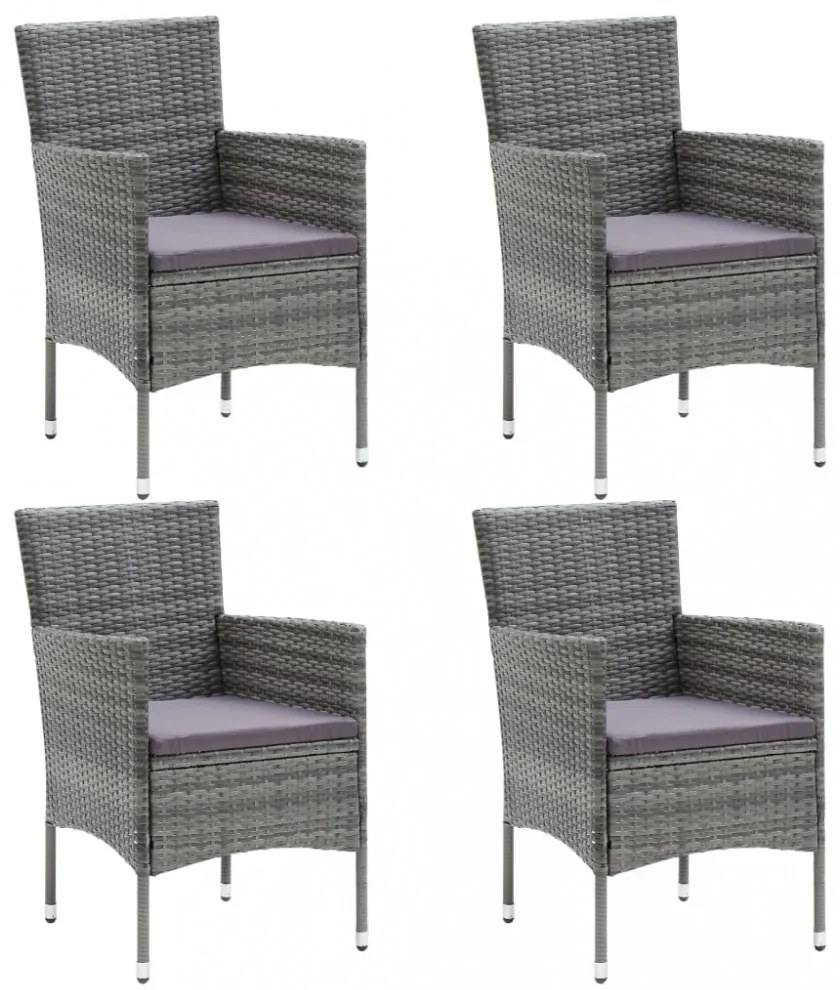 4 db szürke kerti polyrattan étkezőszék