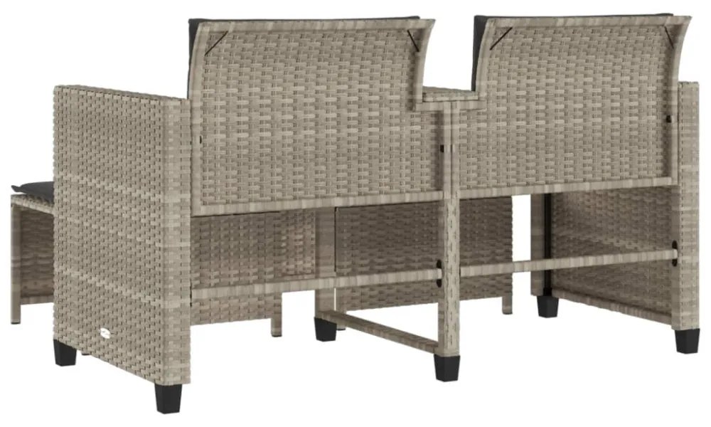 vidaXL 2 személyes szürke polyrattan kerti kanapé asztallal/székkel