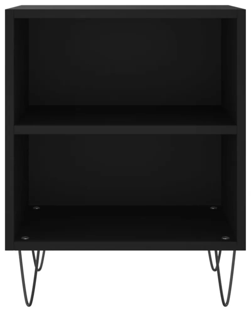 2 db fekete szerelt fa éjjeliszekrény 40x30x50 cm