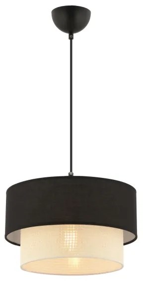 Zsinóros csillár ECHO 1xE27/60W/230V fekete/krémszínű