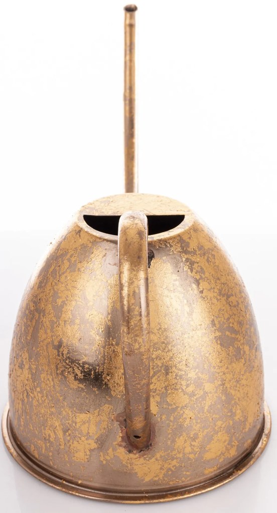 Modern óarany íves vintage koptatott fém kerti locsolókanna 22x39x15,5cm