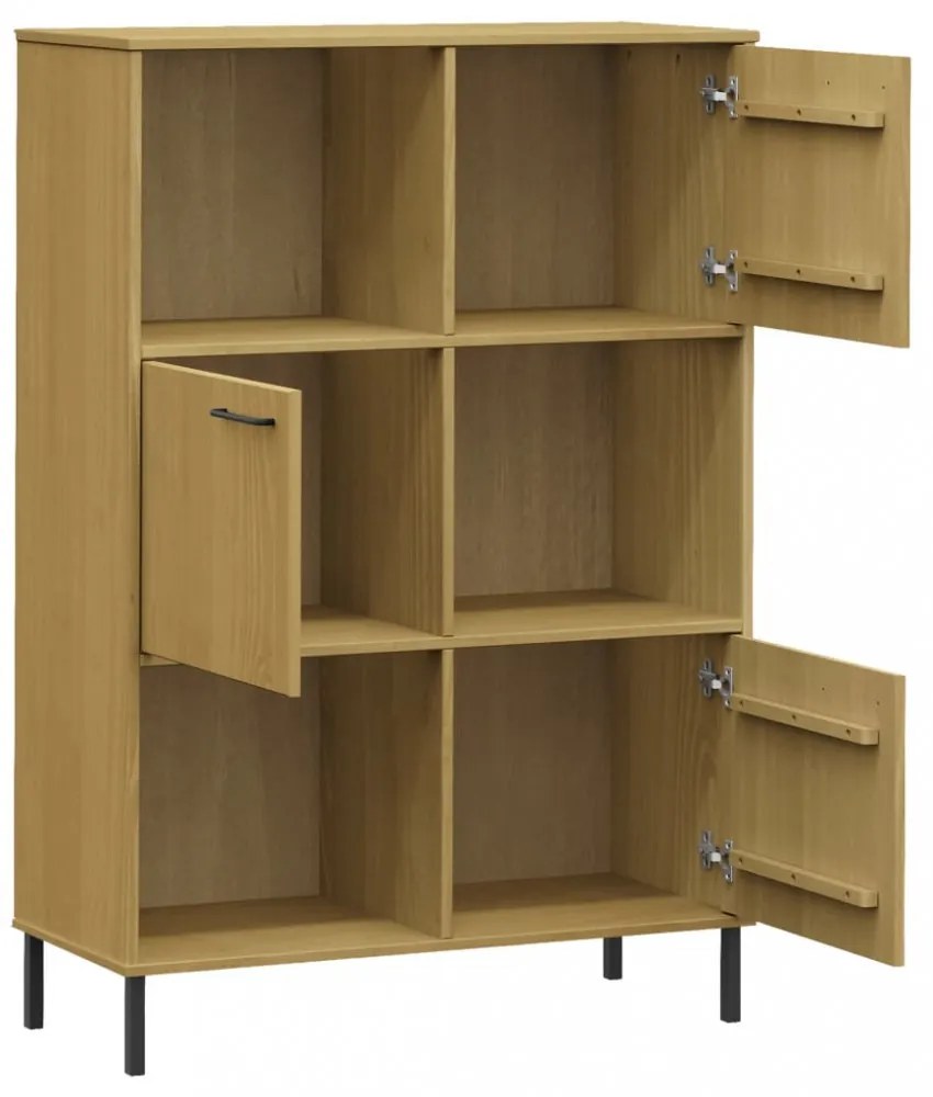 OSLO barna tömör fa könyvszekrény fém lábakkal 90x35x128,5 cm