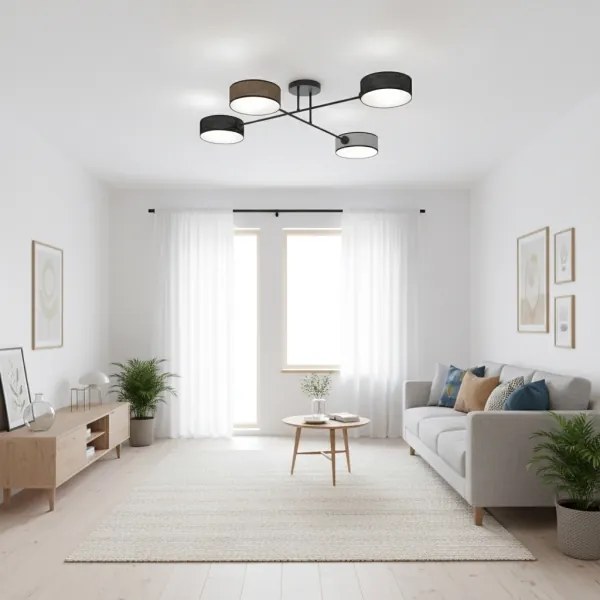 Felületre szerelhető csillár MAGA 4xE14/10W/230V fekete/barna/szürke