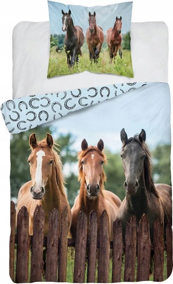 Ágyneműhuzat Lovak Karám Természet Másik Oldal Patkó 140x200