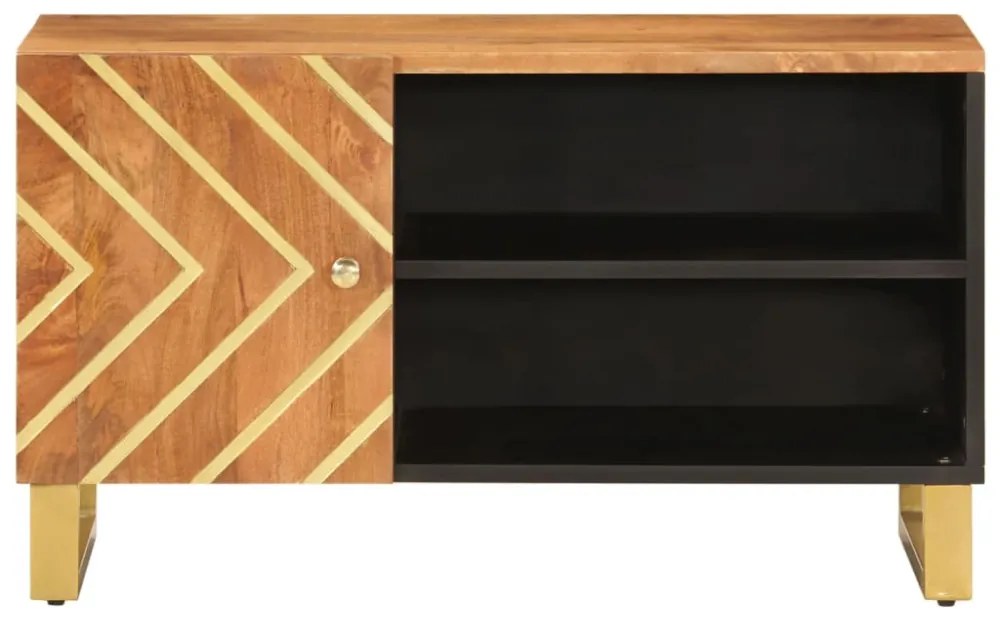 barna és barna tömör mangófa TV-szekrény 80x31,5x46 cm