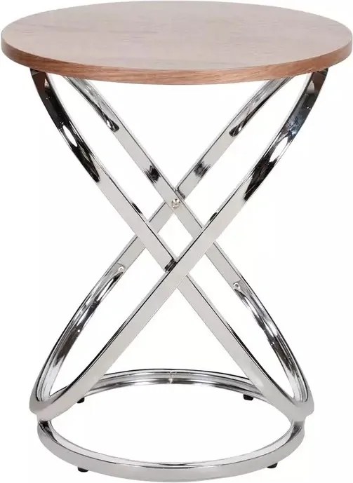 Dohányzóasztal, kicsi, kerek, loft, dió króm, nappali pad Eos E