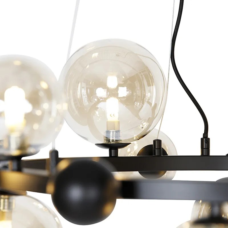 Art Deco lógólámpa fekete borostyánüveggel 12-lámpás - David