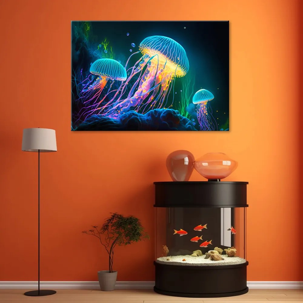 Gario Vászonkép Színes medúzák Méret: 100 x 70 cm