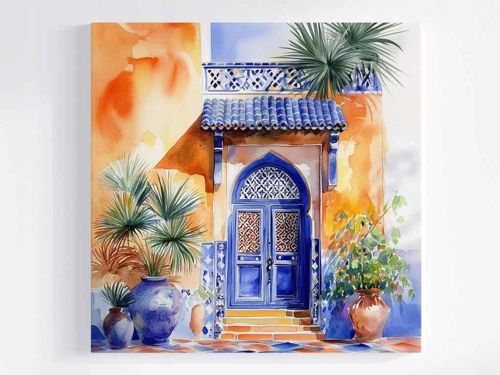 Canvas Vászonkép Arab Építészet Marokkó Ajtó Kerámia 80x80
