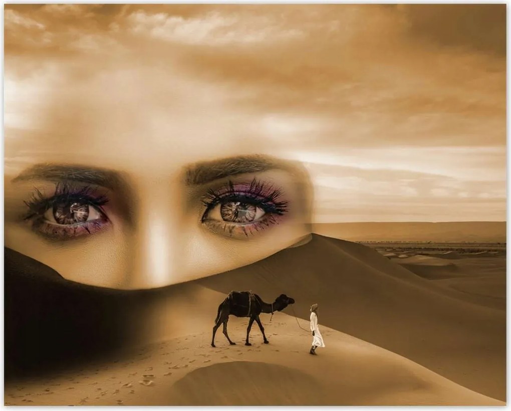 Poszterek 50x40 Sivatag Szemek Csaj Szépia