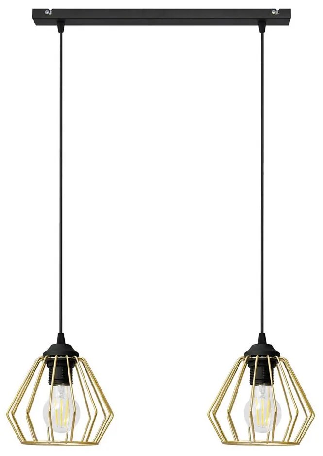 Csillár zsinóron AGAT 2xE27/15W/230V arany/fekete