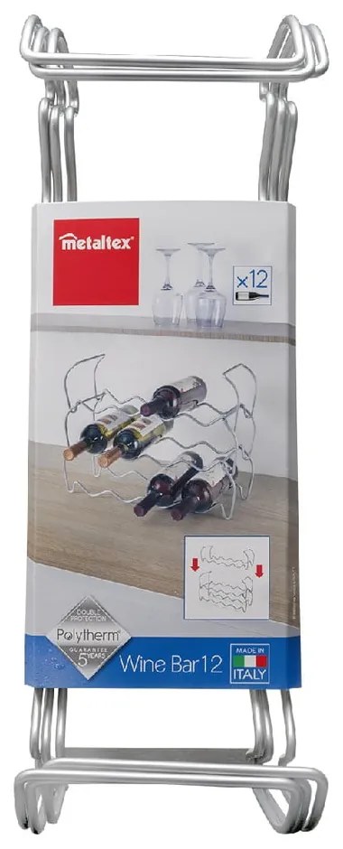 Wine háromszintes borosüveg tartó 12 palackhoz, hossz 45 cm - Metaltex