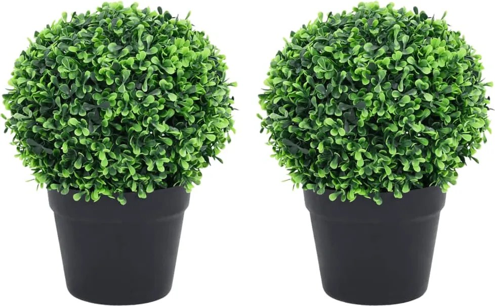 vidaXL 2 db zöld gömbalakú cserepes műpuszpáng 32 cm