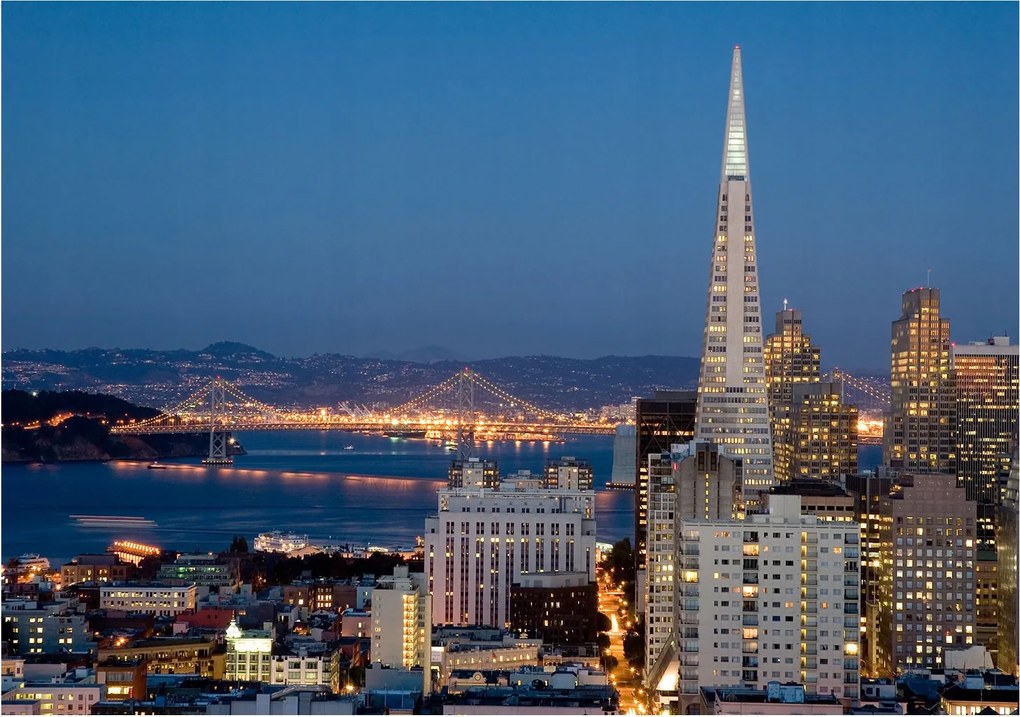 Flizelin fotótapéta Éjszakai város Piramis Fény Panoráma 312x219 +ragasztó