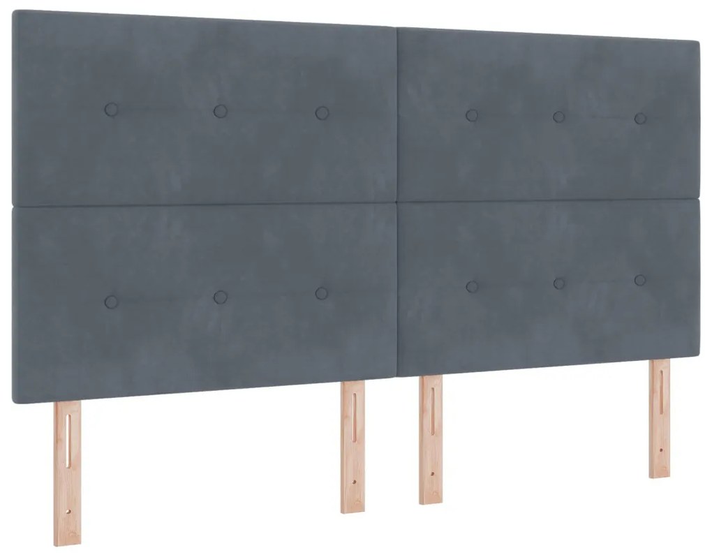 Boxspring Ágy Matraccal Sötétszürke Szuper King Velúr