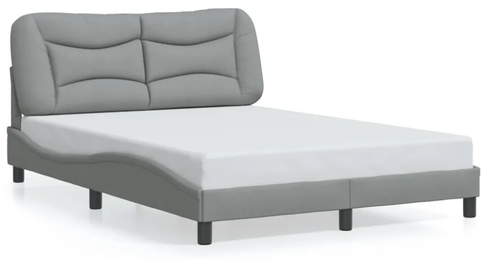 világosszürke szövet ágykeret LED-ekkel matrac nélkül Hvar 140x190cm