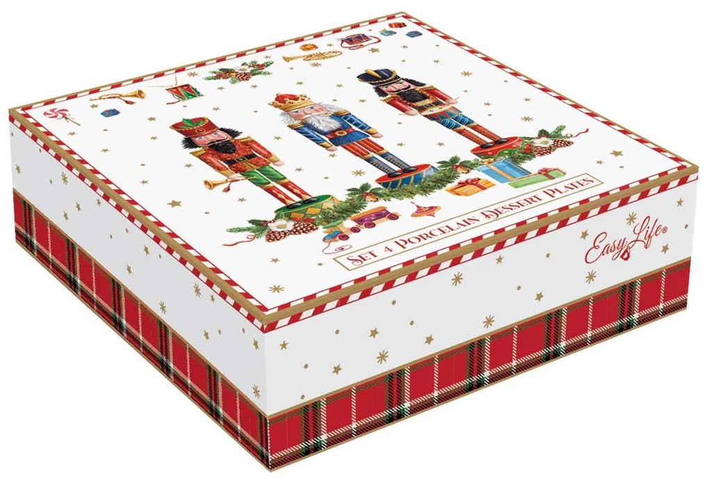 Porcelán diótörő kis desszertes tányér szett Vintage Nutcracker 4 db