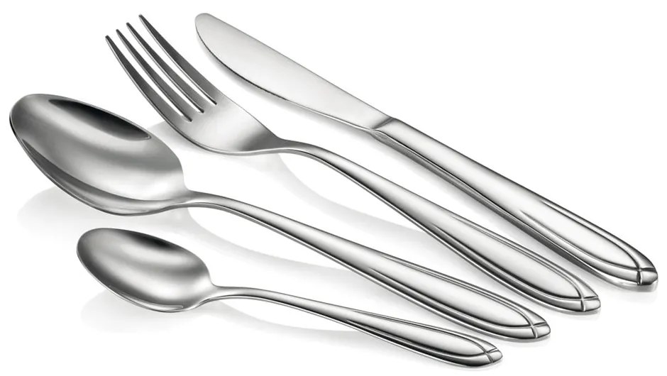 Ezüstszínű rozsdamentes acél evőeszköz készlet 24 db-os Scarlett – Tescoma