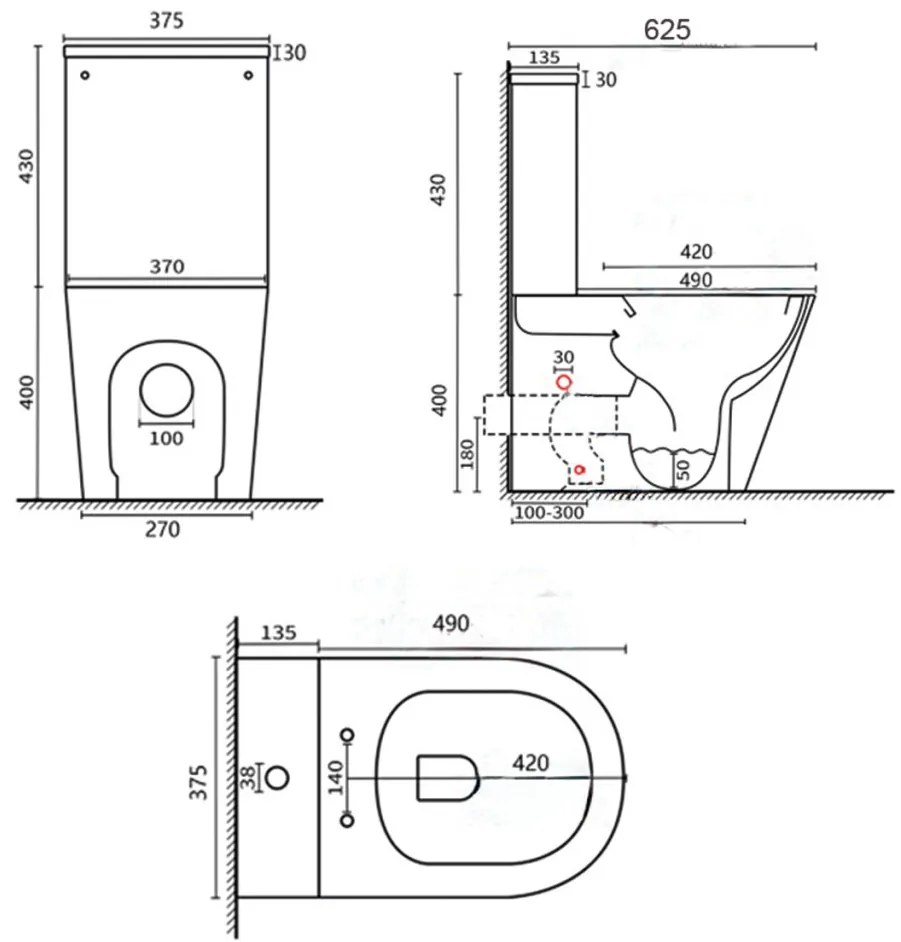 Paulo rimless WC kombi alsó/hátsó kifolyással soft close ülőkével