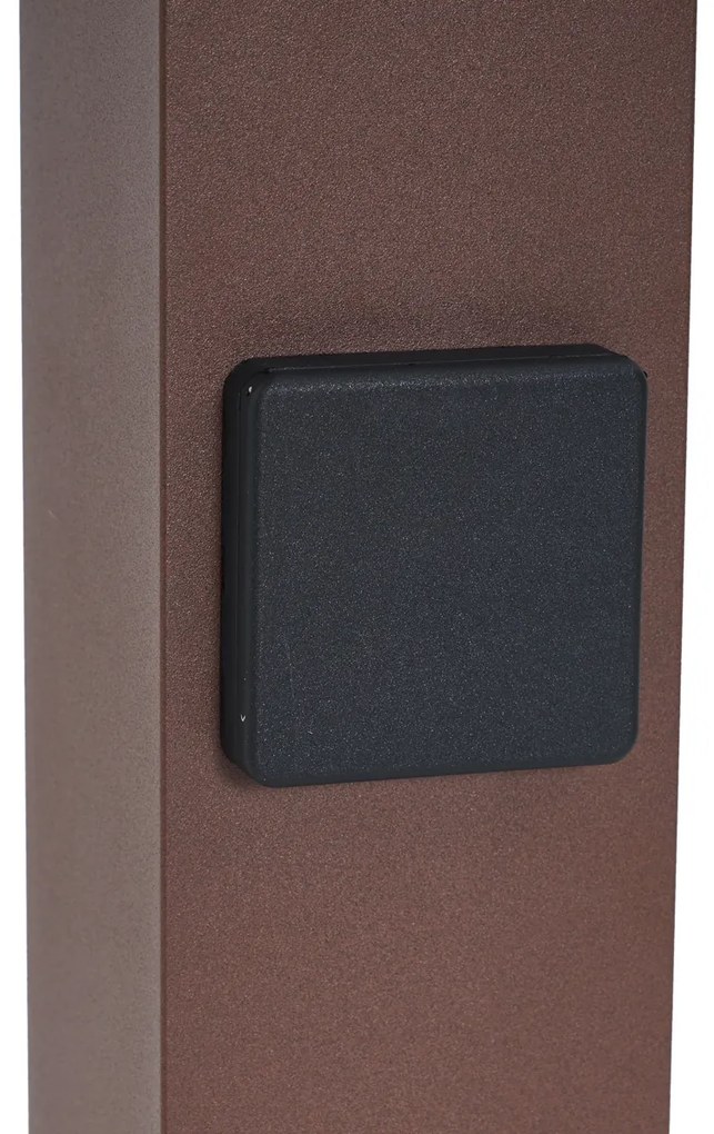 Ipari kültéri oszlop rozsdabarna színben, füstüveggel, 50 cm-es, alkonyatérzékelővel - Denmark