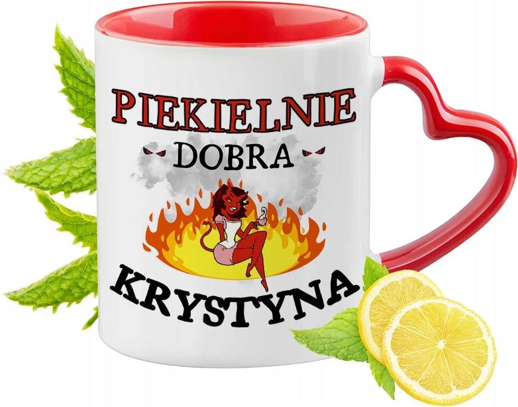 Krisztina Piros Bögre Szív Alakú Füllel Ajándék