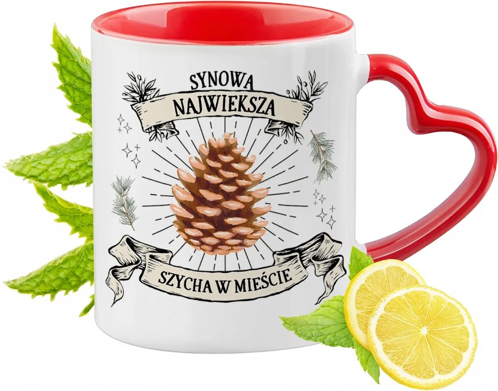 Menyemnek Piros Bögre Szív Alakú Füllel Ajándék