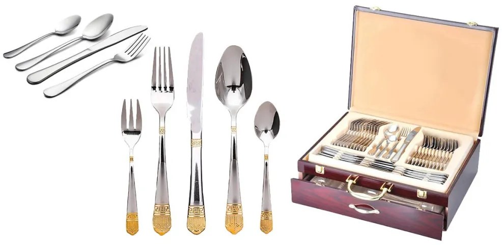 84 db-os evőeszköz készlet több színben-ezüst/arany