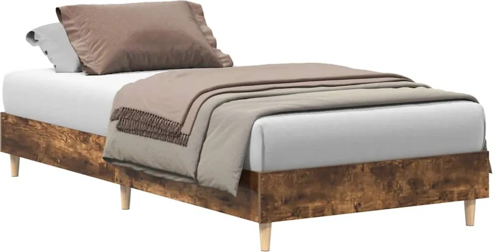 vidaXL füstös tölgy színű szerelt fa ágykeret matrac nélkül 90x200 cm