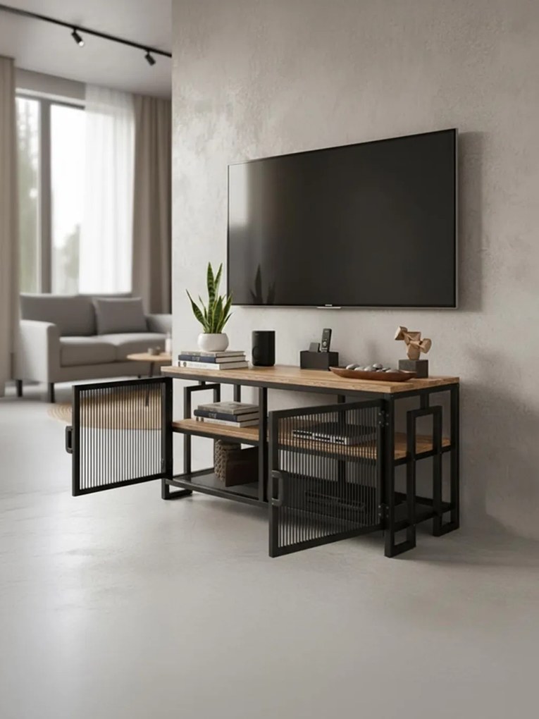 Zent TV-állvány, atlanti fenyő-fekete, 90 cm