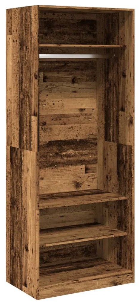 antik fa színű szerelt fa ruhásszekrény 80 x 50 x 200 cm