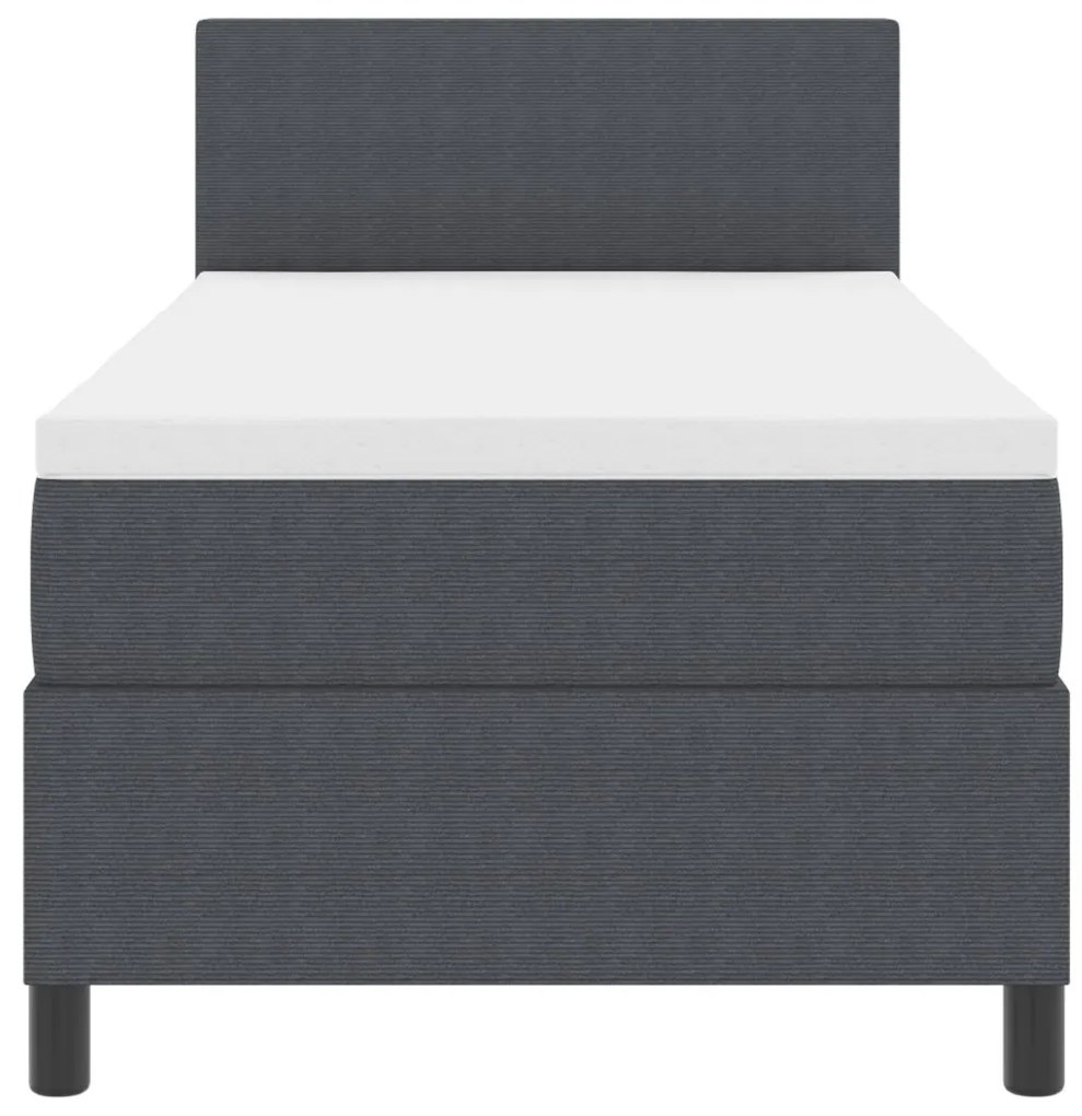 Boxspring Ágy Matraccal Sötét Szürke 100x200 cm Kordbársony Anyag