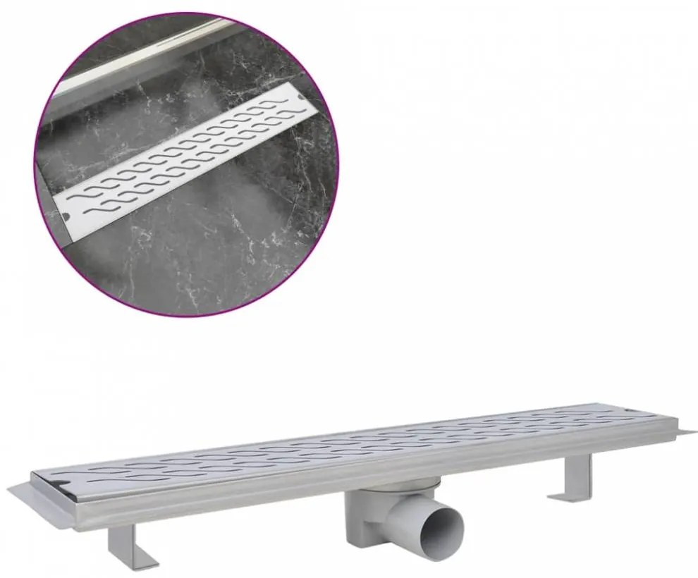 630x140 mm lineáris hullámos rozsdamentes acél zuhany lefolyó