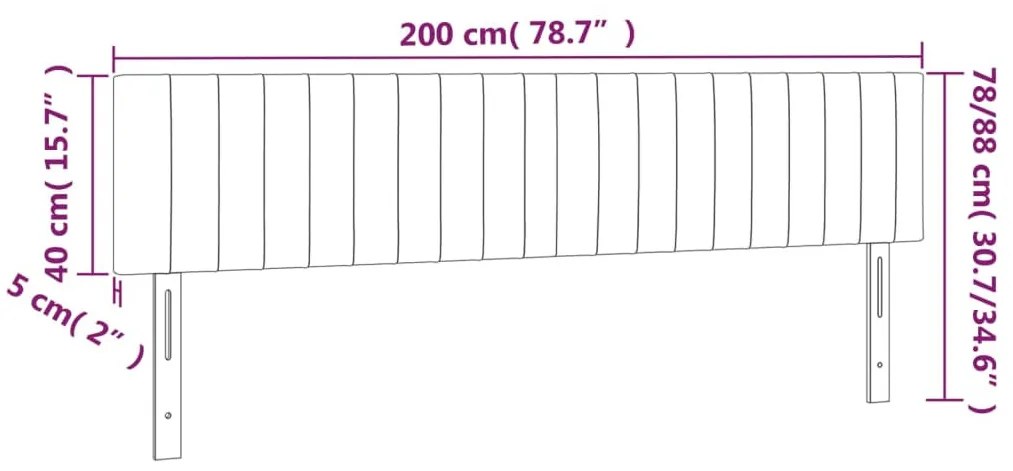 rózsaszín bársony LED-es fejtámla 200x5x78/88 cm