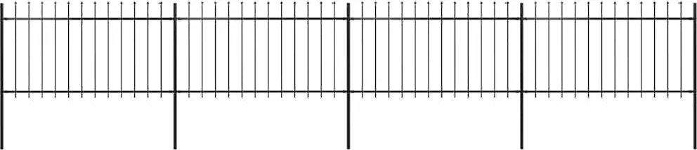 vidaXL fekete acélkerítés lándzsás tetejű 714,5 x 100 cm