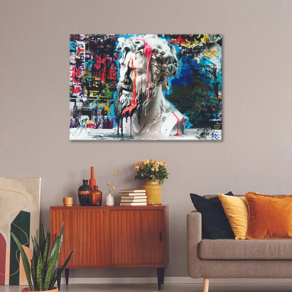 Gario Vászonkép Poszeidón Graffiti szobra Méret: 100 x 70 cm