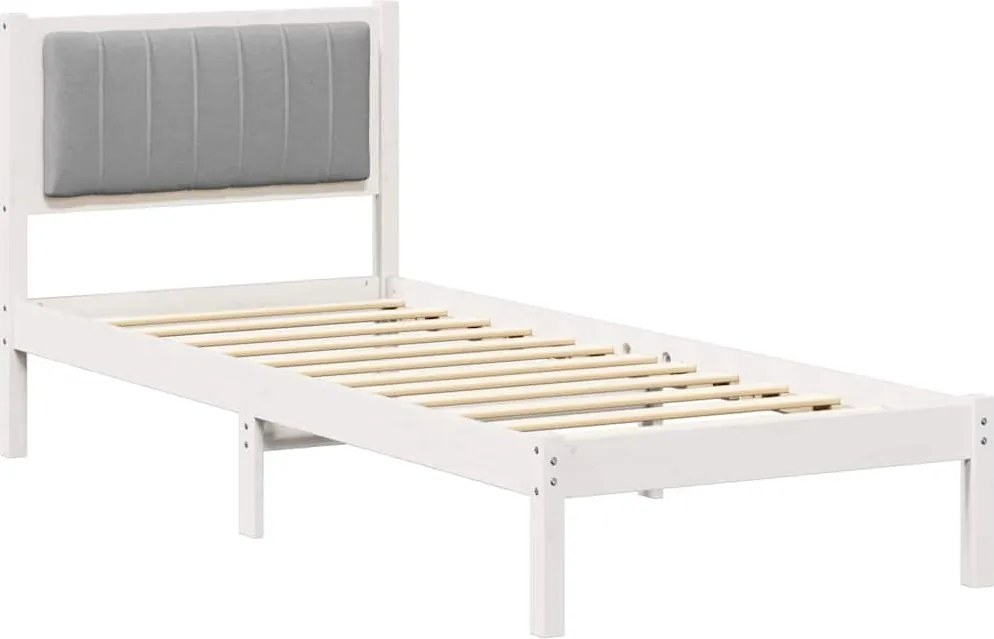 vidaXL Ágykeret Kárpitozott Fejtámlával Világosszürke 80 x 200 cm