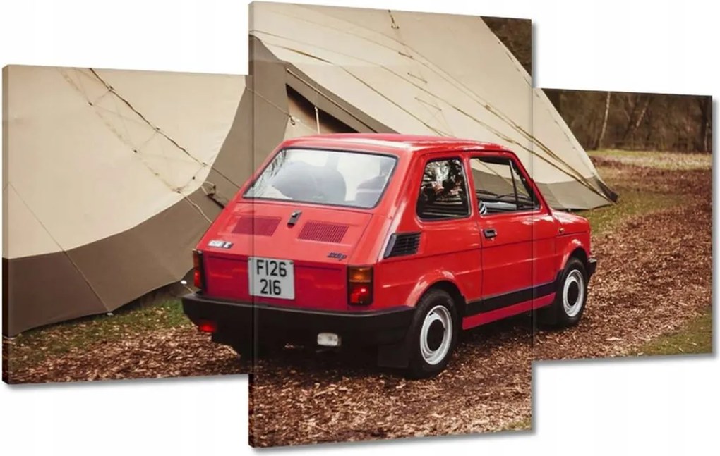 Vászonkép 100x60 Piros kisgyermek Fiat 126p