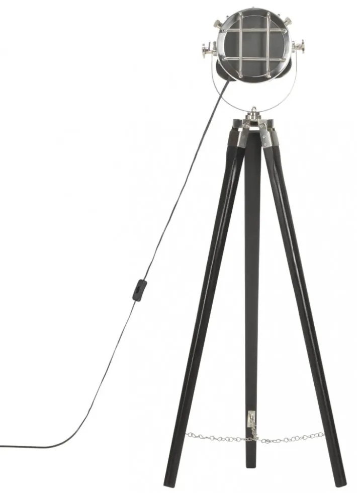 fekete háromlábú tömör mangófa állólámpa 97 cm