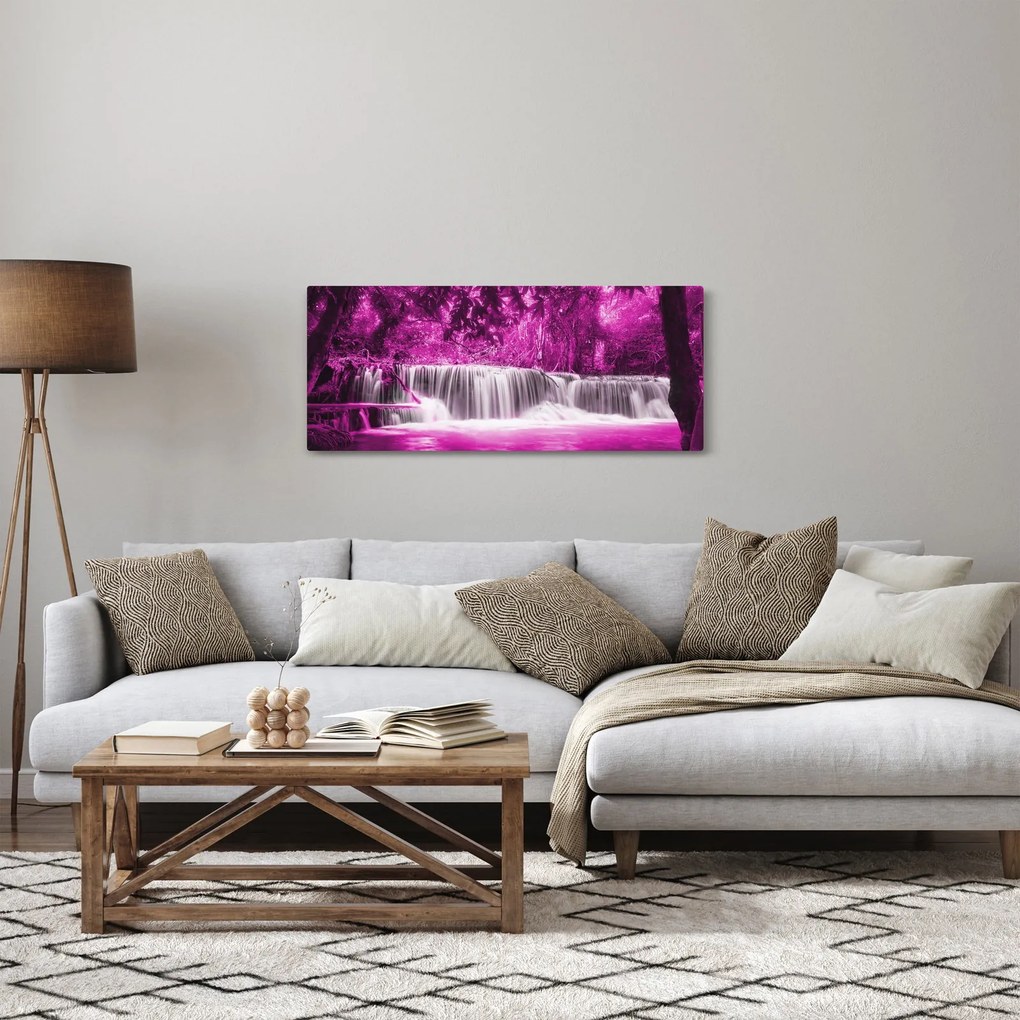 Kép - Vízesés, lila (120x50 cm)