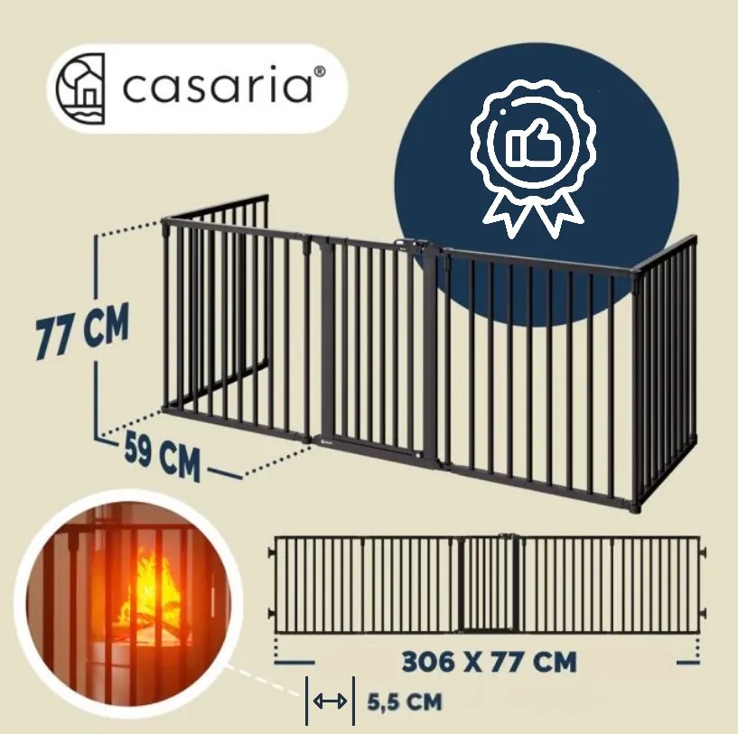 Casaria® Kandalló rostély 306 x 76,5 cm