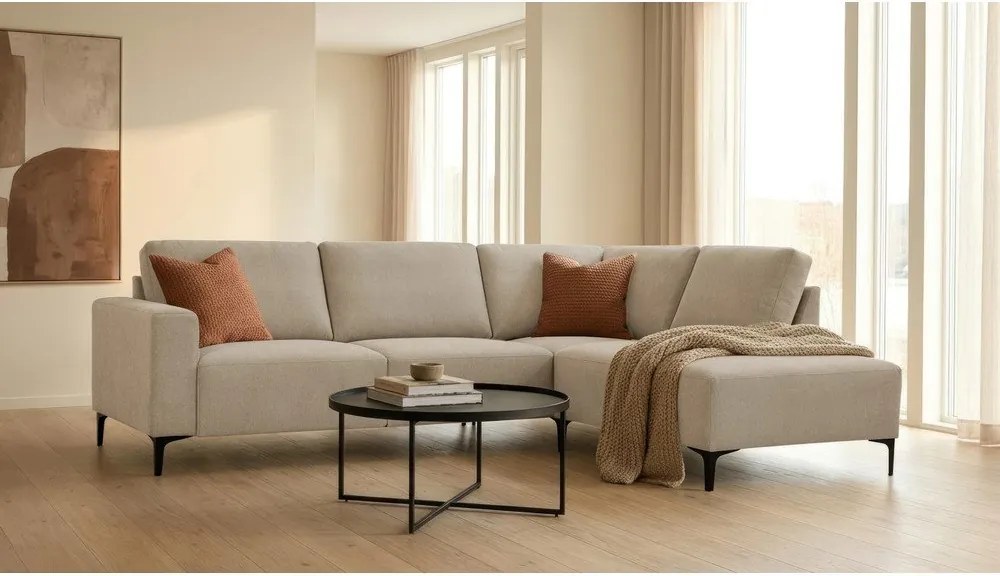 Világosbarna zsenília sarokkanapé (jobb oldali-L alakú) Fabian – Scandic