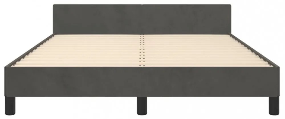 sötétszürke bársony ágykeret matrac nélkül 140 x 190 cm