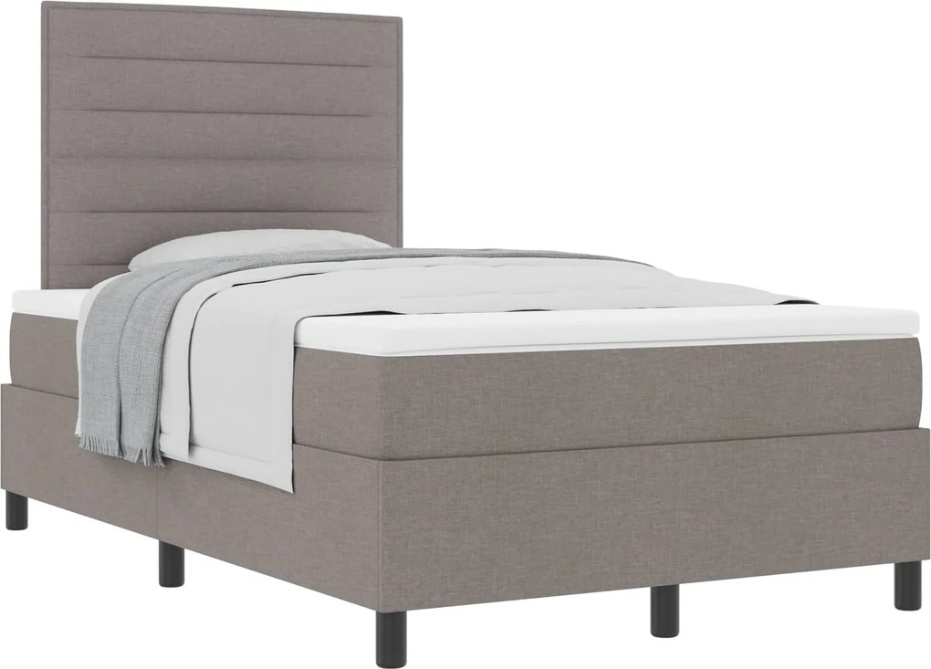 vidaXL Boxrugós ágy matracmal fejtámlával Tópszínű 120 x 200 cm szövet