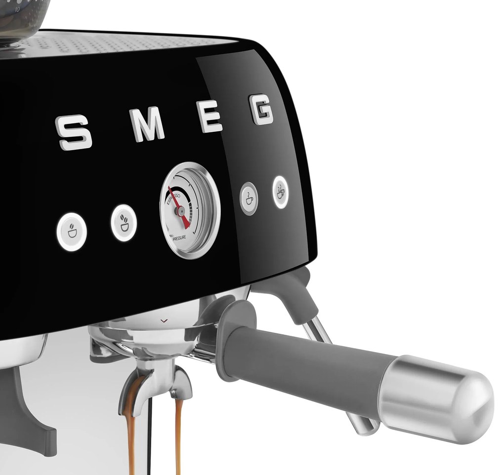 SMEG 50-es retro stílusú EGF03 karos kávéfőző kávédarálóval 2 csésze piros - Smeg