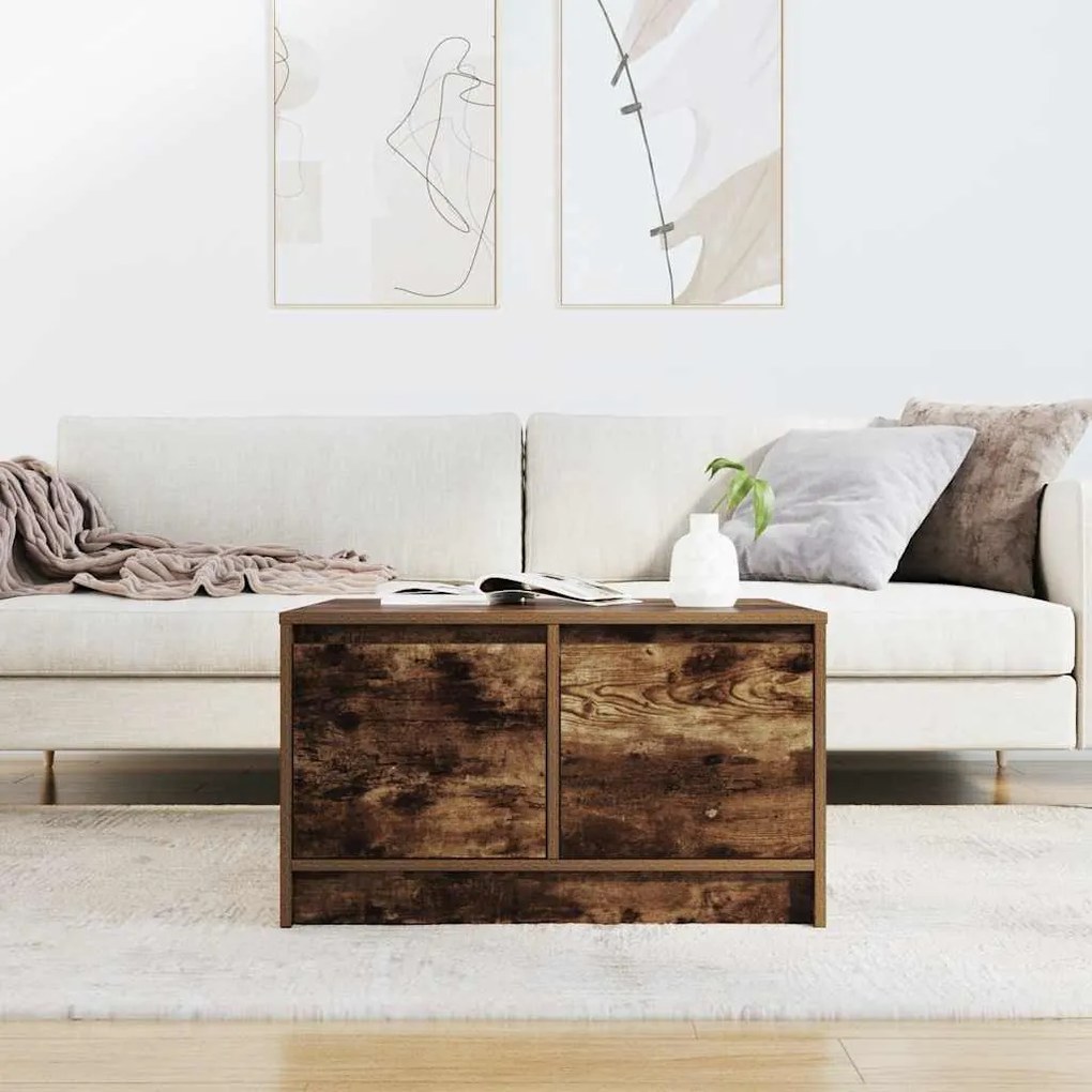 Füstölt tölgy dohányzóasztal fiókokkal 70,5x70x40 cm