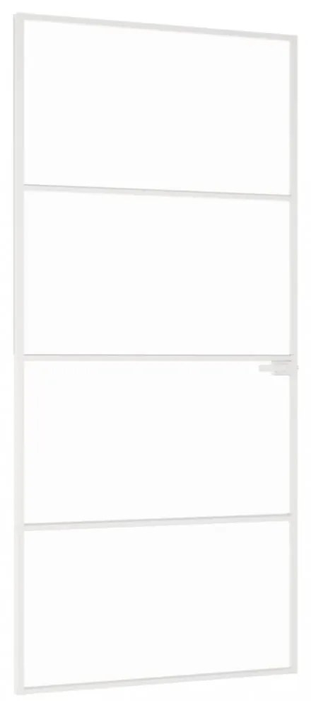 fehér edzett üveg és alumínium vékony beltéri ajtó 93x201,5 cm