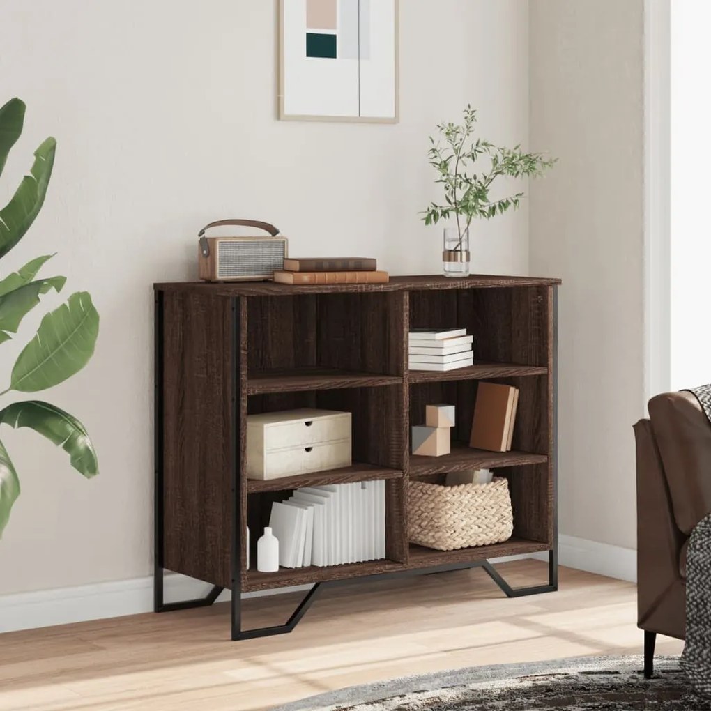 barna tölgy színű szerelt fa tálalószekrény 91 x 35,5 x 74,5 cm