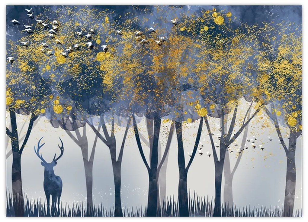 Kép egy szarvasról az erdőben (70x50 cm)