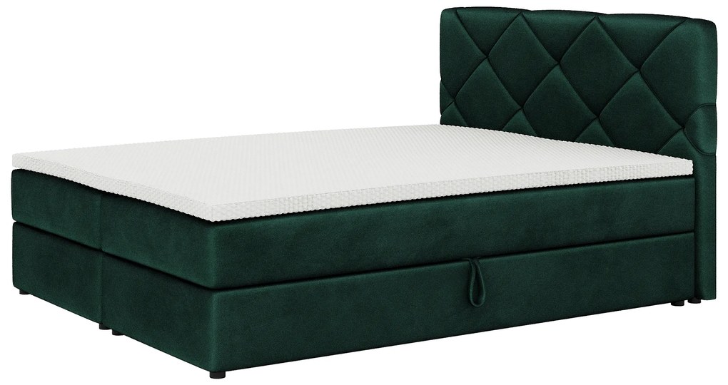 Franciaágy  Boxspring 160x200 cm Karum (ágyráccsal és matraccal) (zöld). 1007776